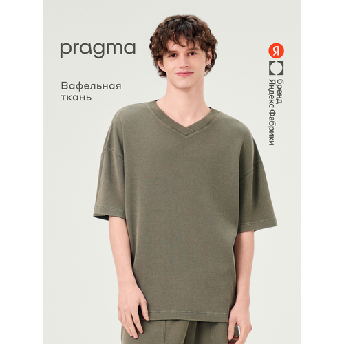 фото Футболка pragma washed из вафельной ткани, размер 2xl-3xl, хаки