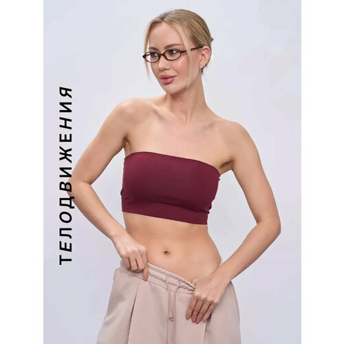 фото Топ телодвижения бандо без лямок летний, 1 шт., размер 170-80-86 (40) 2xs, бордовый