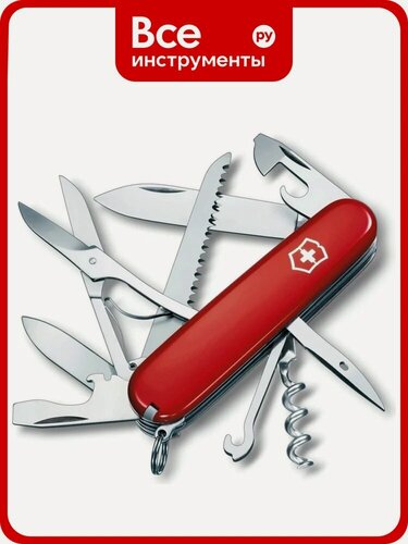 Изображение товара Швейцарский нож Victorinox Huntsman, красный, пластиковая рукоять, лезвие из нержавеющей стали, 15‑функциональный набор