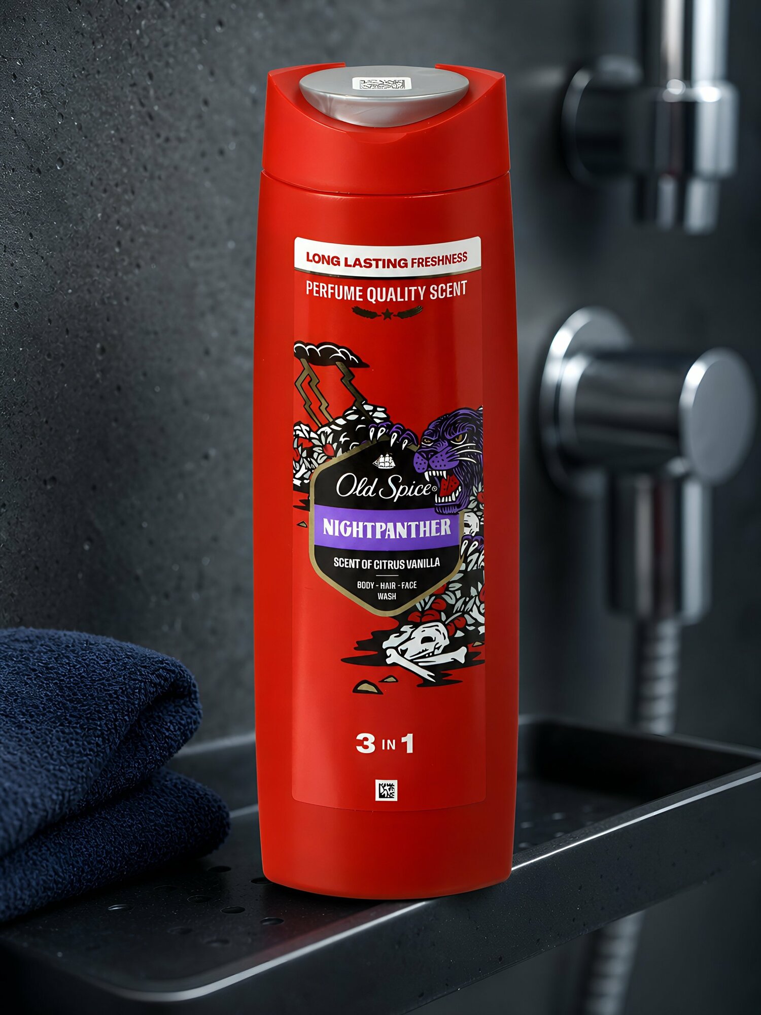 Мужской гель для душа, шампунь Old Spice Nightpanther 3 в 1, 400 мл, эффективное очищение, стойкий аромат
