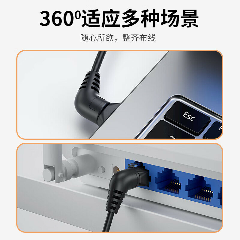 CABLE CREATION CL0370-G CAT6A поворотный локоть сетевой кабель 0.25 м тонкий провод 10Гбит/с 360° прямой угол RJ45
