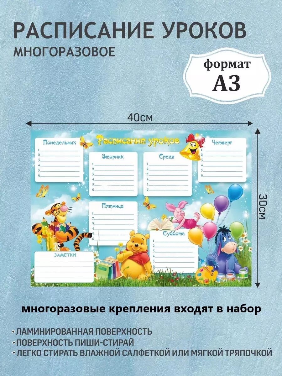 Расписание уроков настенное многоразовое