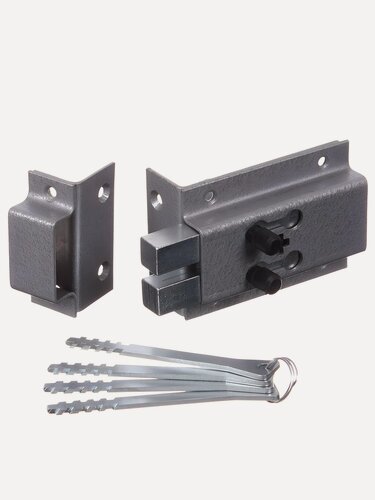 Изображение товара Замок накладной дверной Делга Комаз ПХК 2 313 серый, Россия, надежный замок для двери