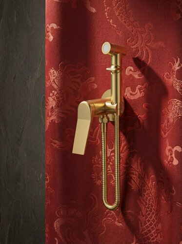 Изображение товара ESKO. Смеситель скрытого монтажа латунный с гигиеническим душем SMHSHAGold, золотой