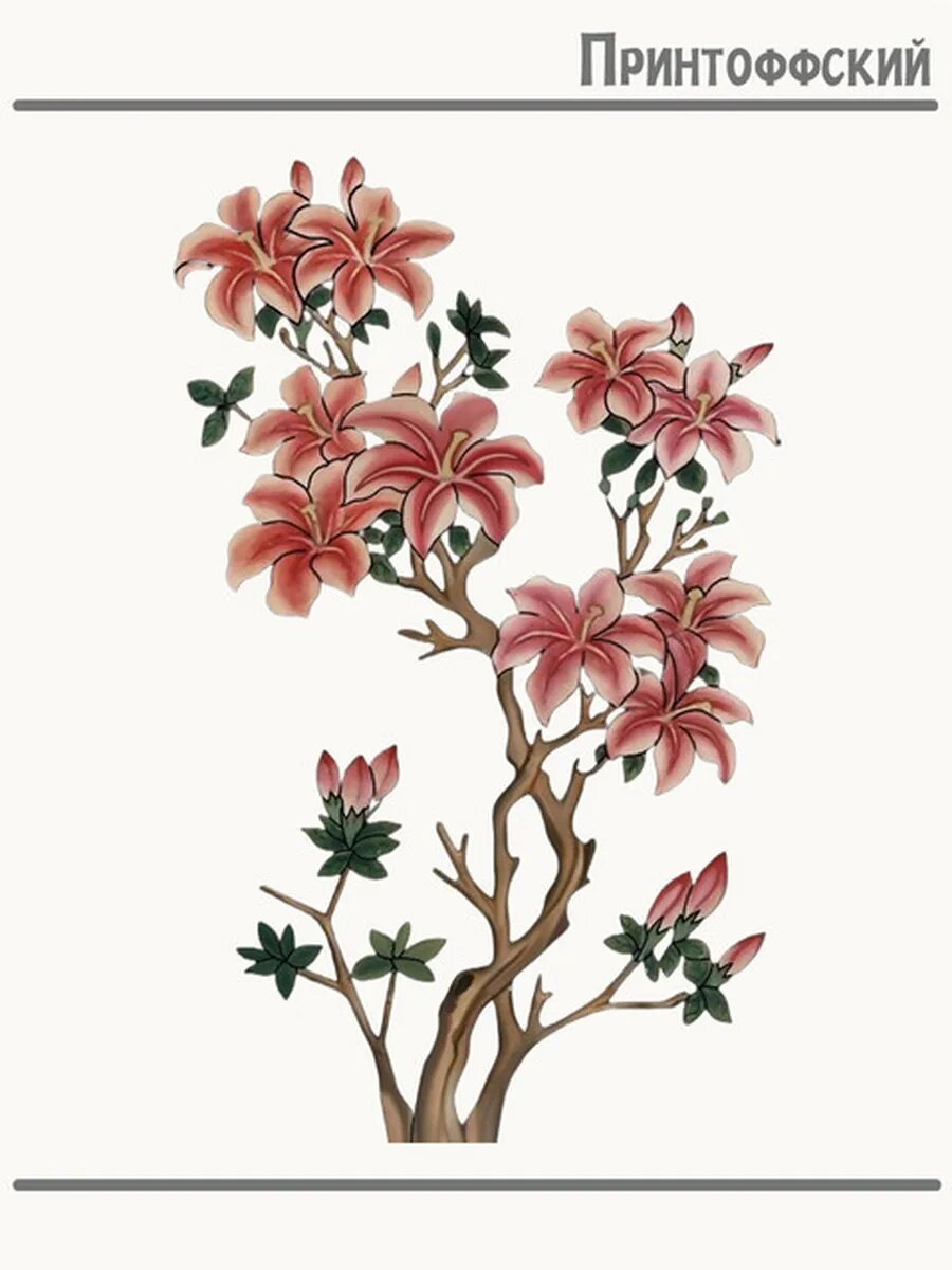 Термонаклейка для одежды и аксессуаров DTF-печать веточка цветов branch flowers