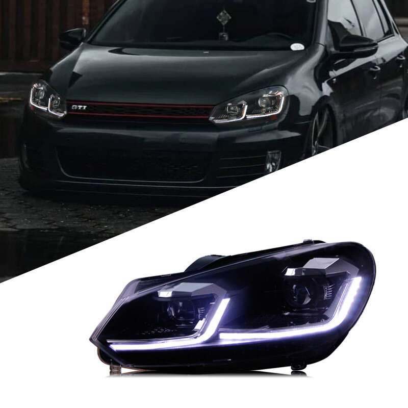 Блок-фара Chiku для Volkswagen Golf 6 с LED ДХО, динамическими поворотниками, линзовая оптика (ксеноновый комплект)