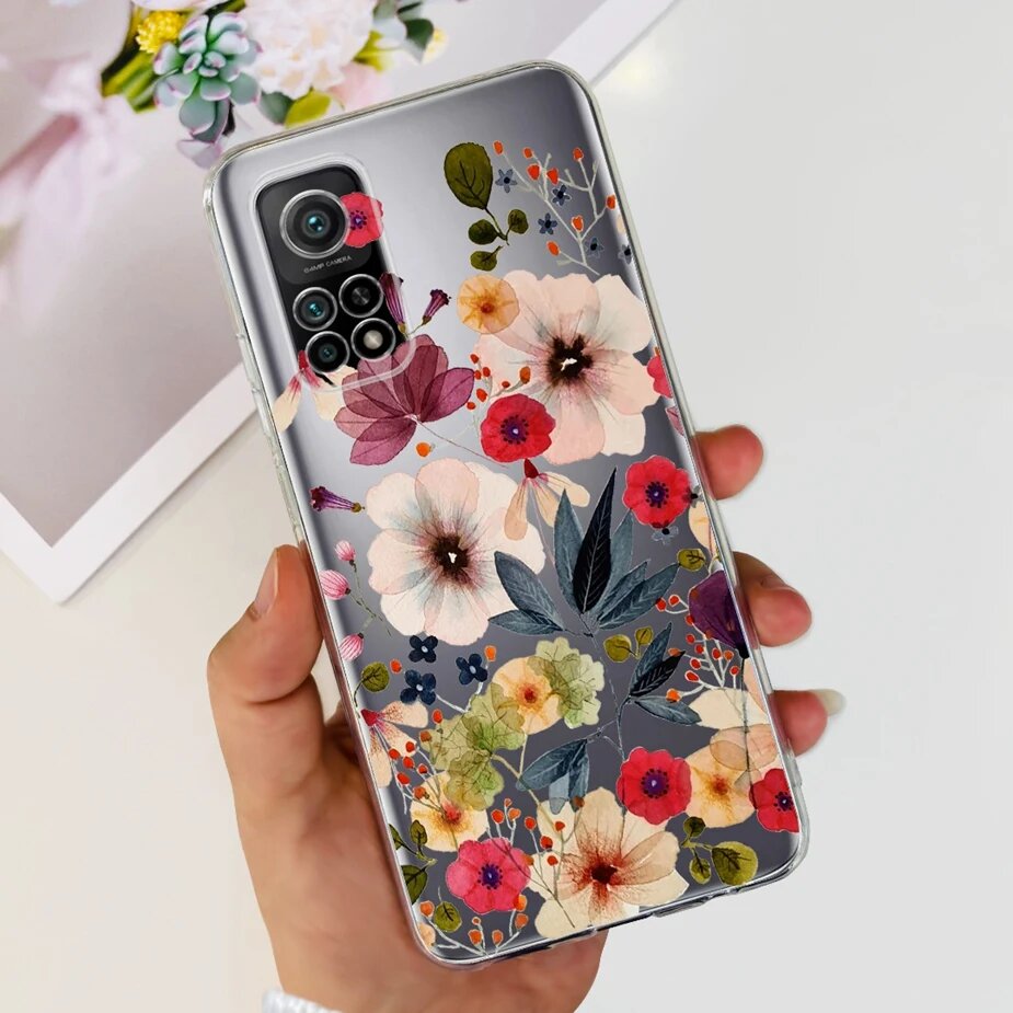 Чехол Xiaomi Mi 10T Pro, цветочный рисунок, силикон