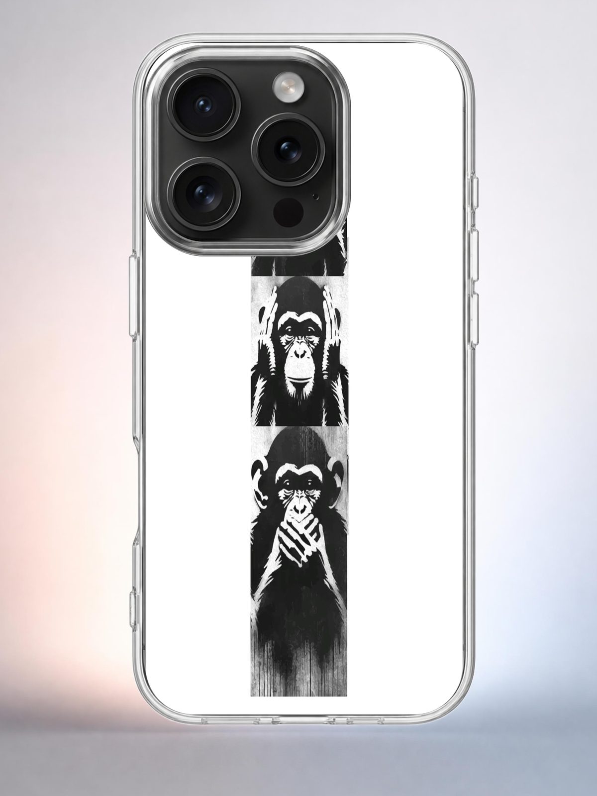 Прозрачный чехол на iPhone 15 Pro три мудрые