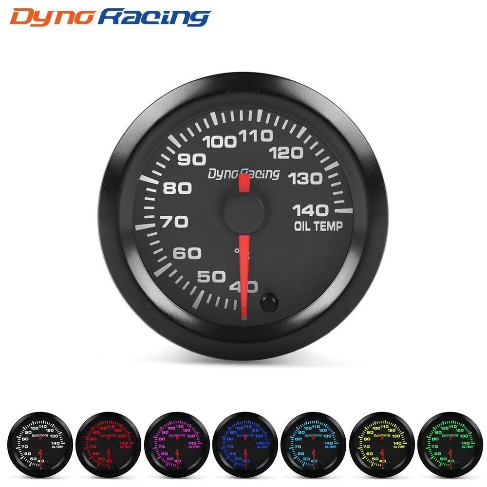 Датчик температуры масла Dynoracing 52 мм с LED-подсветкой 7 цветов, диапазон 40–140 °C