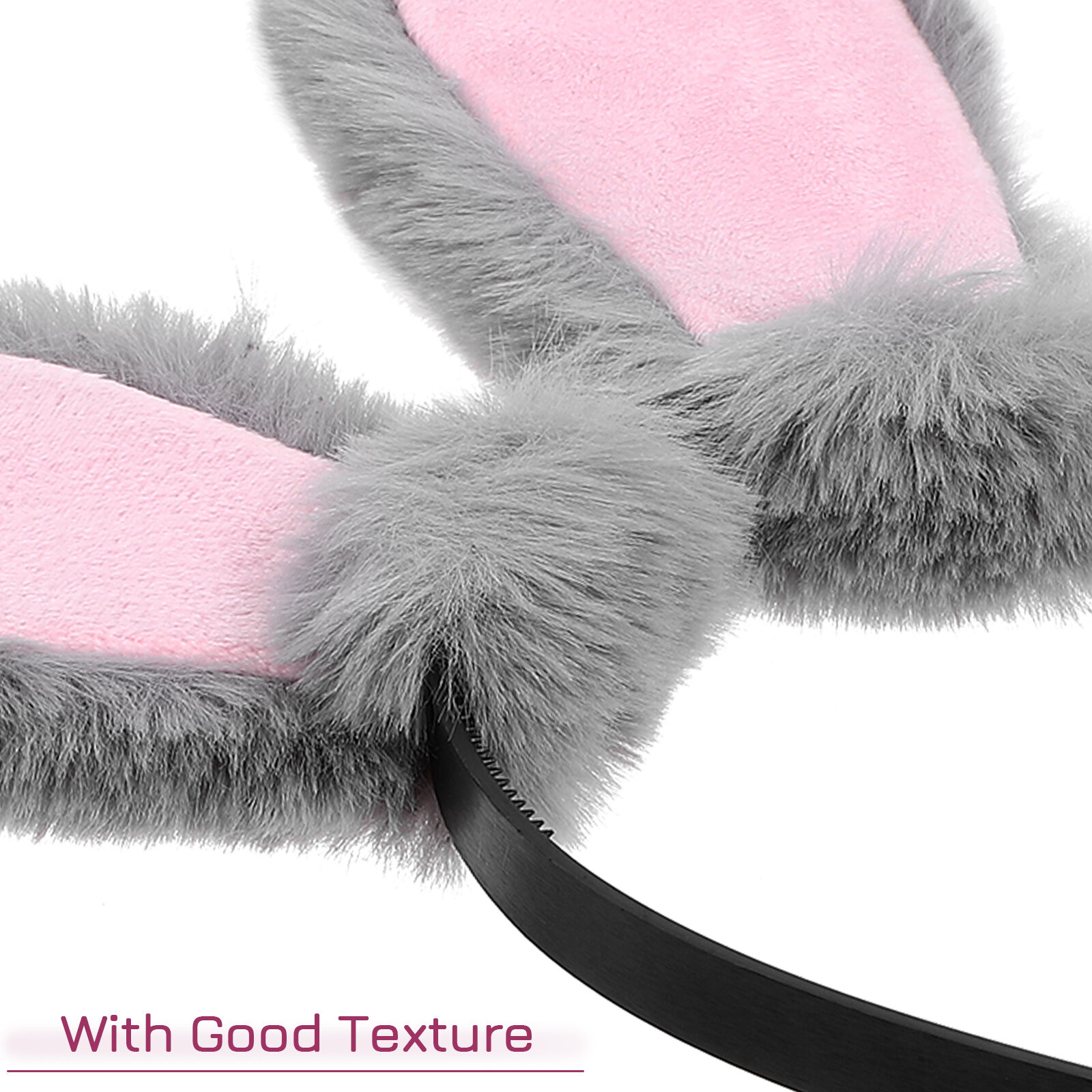 Plush Bunny Ears Headband Для Женщин Серый Цвет Размер 31 00X28 00X1 50Cm