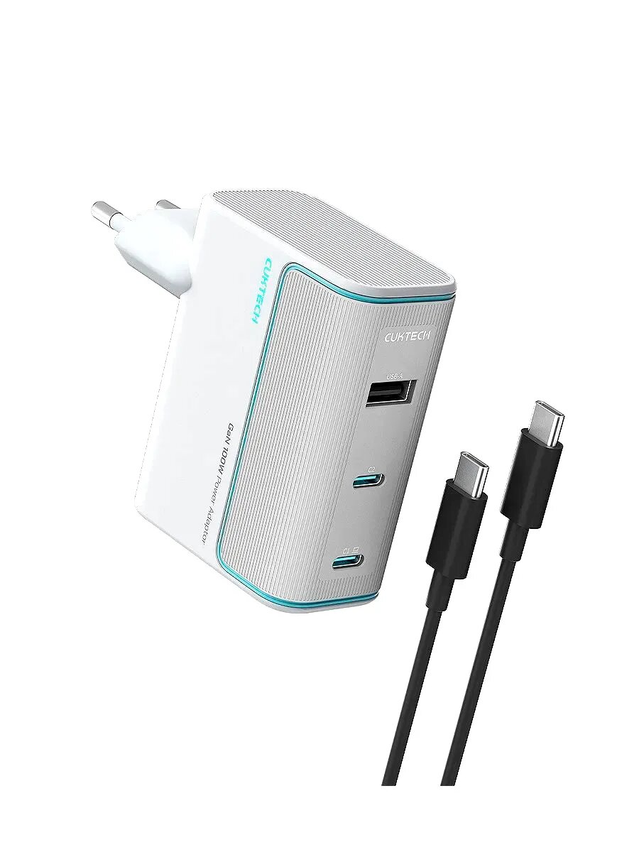 Сетевое зарядное устройство с кабелем CUKTECH GaN 100W 3-порта (AD1003EU) белый