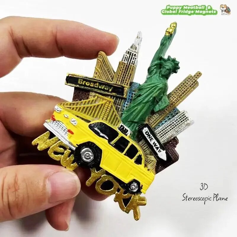 3D Магнит Нью-Йорк, росписьной архитектурный декор, туристский тематический подарок-
