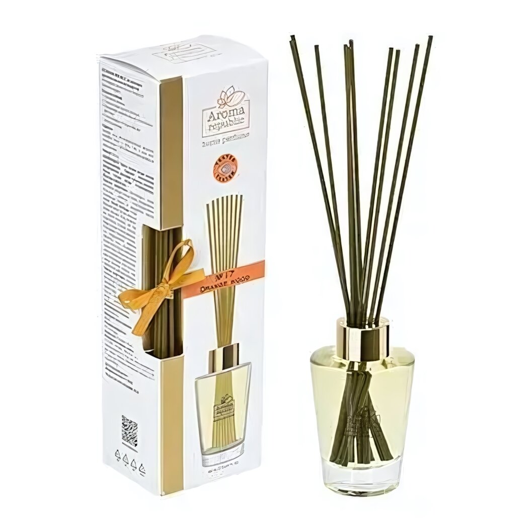 Ароматический диффузор AROMA REPUBLIC 90 мл, "17 Orange wood", с палочками, стеклянный флакон