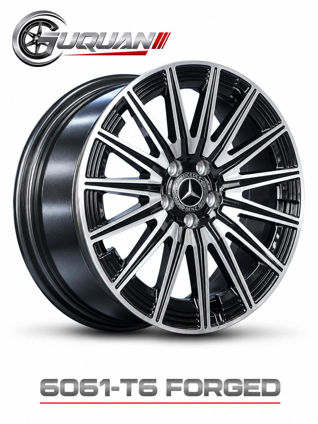 Кованый колесный диск ABW 3292R1995 R19 9.5J ET43 5x112, глянцевый черный с проточенной лицевой поверхностью