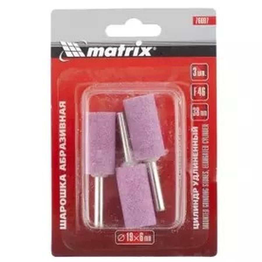 Шарошка абразивная 19x38x6 Matrix 76007 цилиндр 3шт