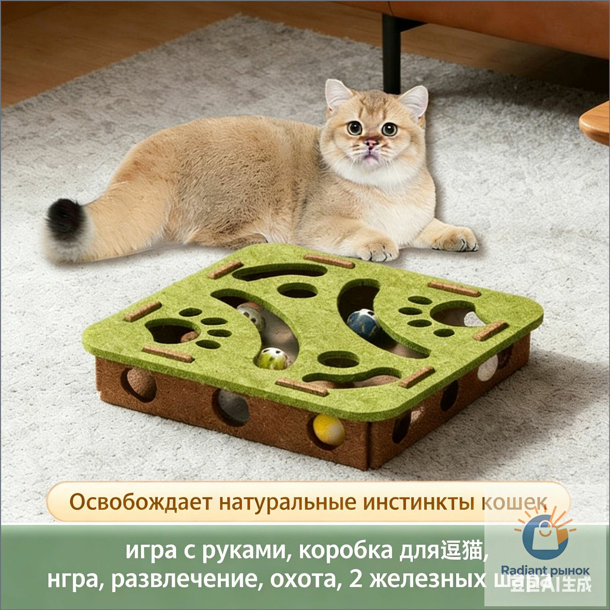 Игрушечный лабиринт для кошек 2 шарика