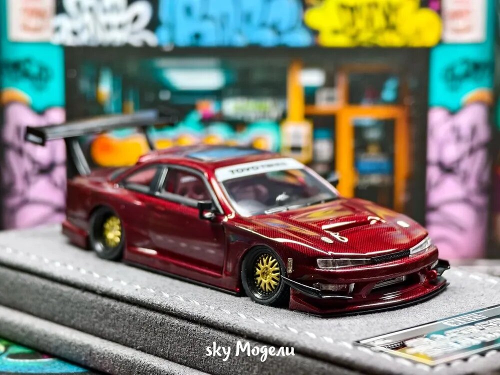 Машинка Mortal Model 1:64 Nissan S14 GT-SPEC V2, коллекционная модель, 7 см, красный