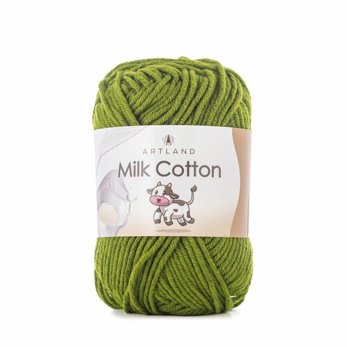 фото Пряжа для вязания milk cotton artland 2 мотка (100 м, 50 гр), цвет 14 зеленый