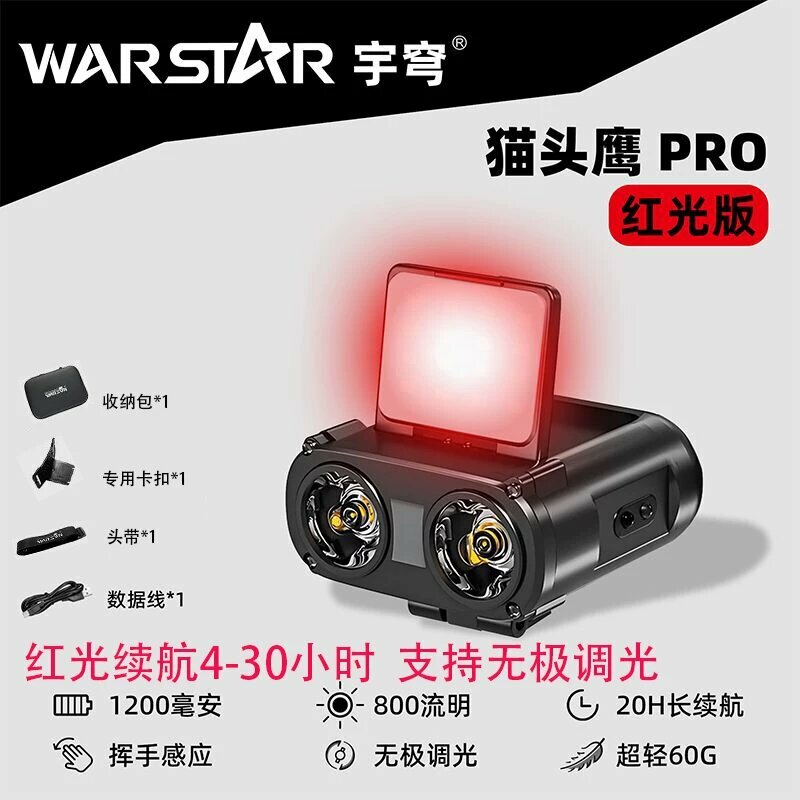 Налобный фонарь Yuqiong Red Light Owl Pro с датчиком, ультраяркий перезаряжаемый налобный фонарь для рыбалки, приманки