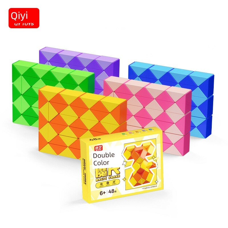 QiYi 48-секционная двуцветная гибкая змеевидная головоломка для детей, розовая обучающая пластиковая игрушка