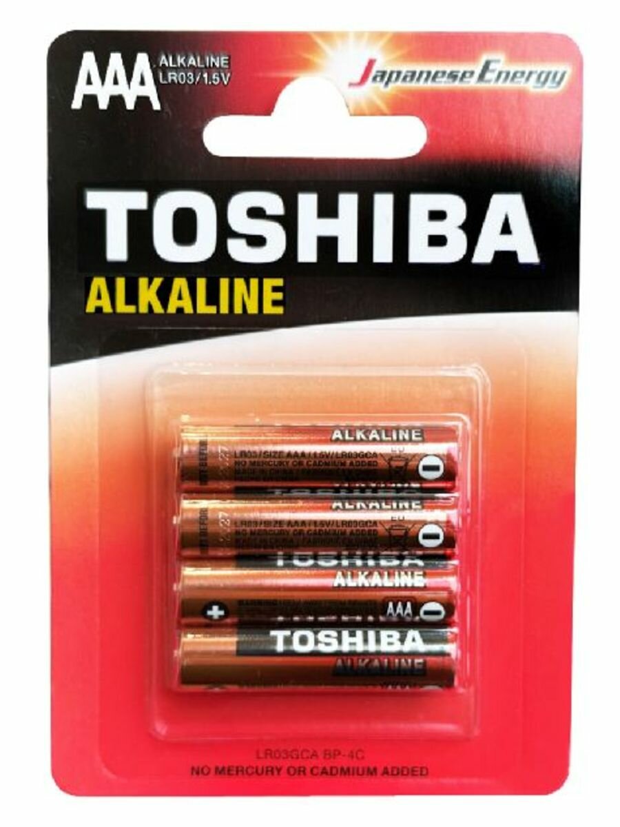 Батарейки Toshiba LR03 AAA мизинчиковые алкалиновые 4шт. на бл. 1.5V