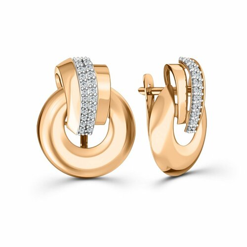 фото Серьги diamant online, красное золото, 585 проба, длина 2.2 см, , прозрачный