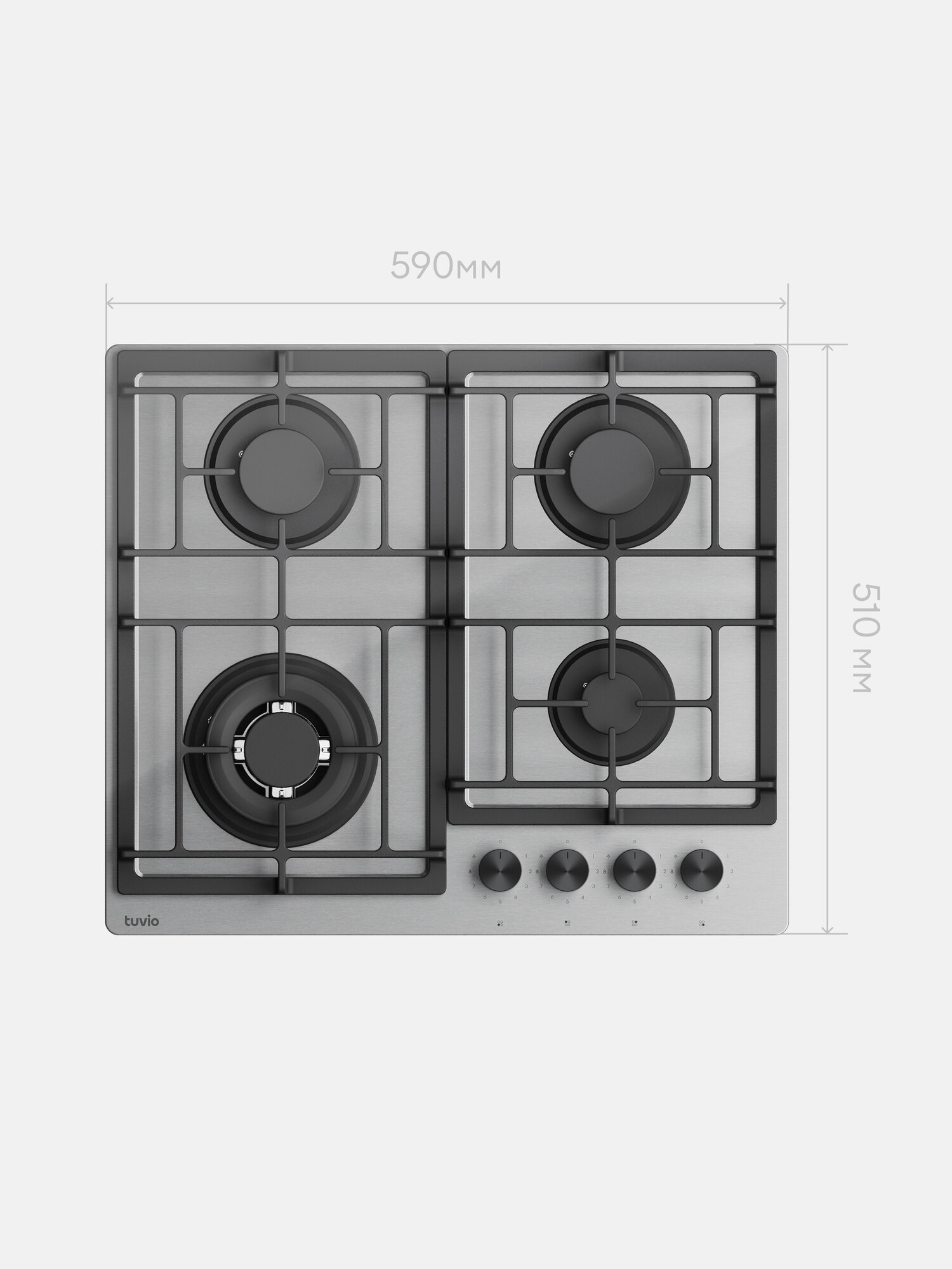 Газовая варочная панель 60 см, 4 конфорки Sabaf, сталь, WOK, Easy Clean, Tuvio HGS68DMX31 — фото 14