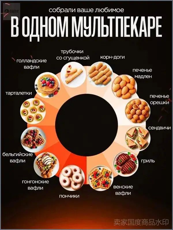 Маффинница 11в1 мультипекарь 2000 Вт, черный