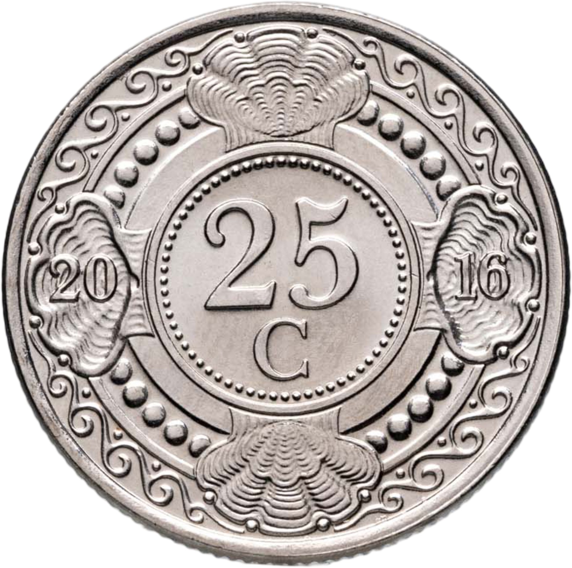 Нидерландские Антильские острова 25 центов cents 2016, Сталь, в сохранности AU-UNC