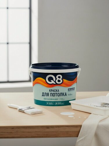 Изображение товара Краска водно-дисперсионная Formula Q8 акриловая для потолков матовая белая 2.7 кг для внутренних и наружных работ