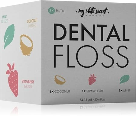 Зубная нить My White Secret Dental Floss Coconut, Mint, Strawberry, унисекс, 3 шт