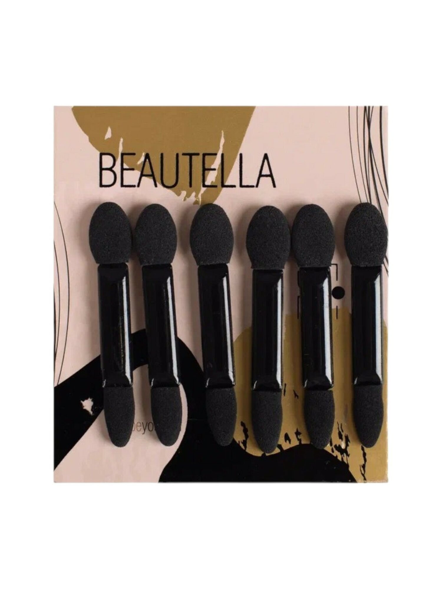 Набор аппликаторов для теней Beautella, двухсторонний, длина: 5см, цвет: черный, 6шт