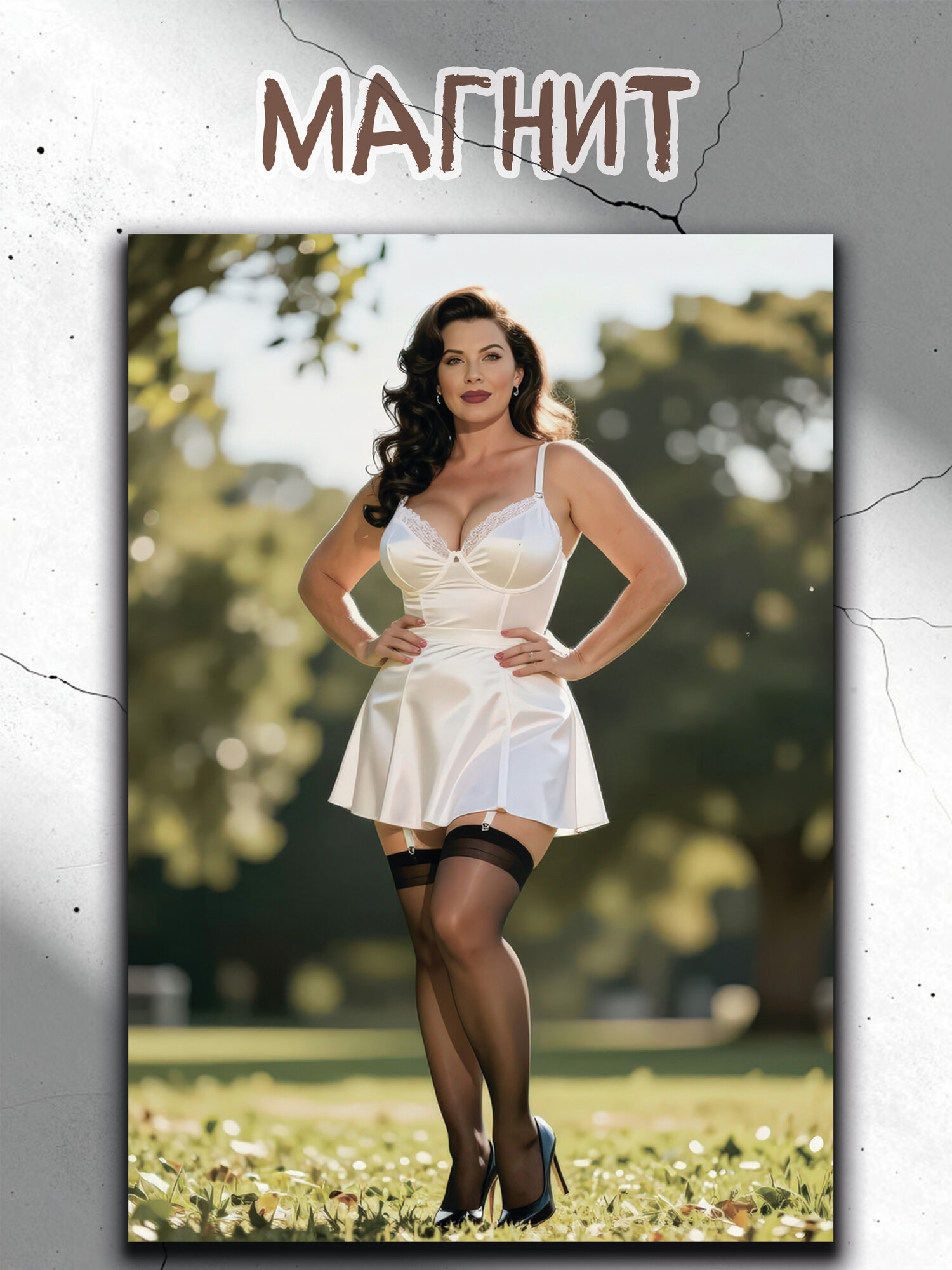 Магнит на холодильник Девушка, магнит Pin-up (Пин ап) 65 х 95 мм