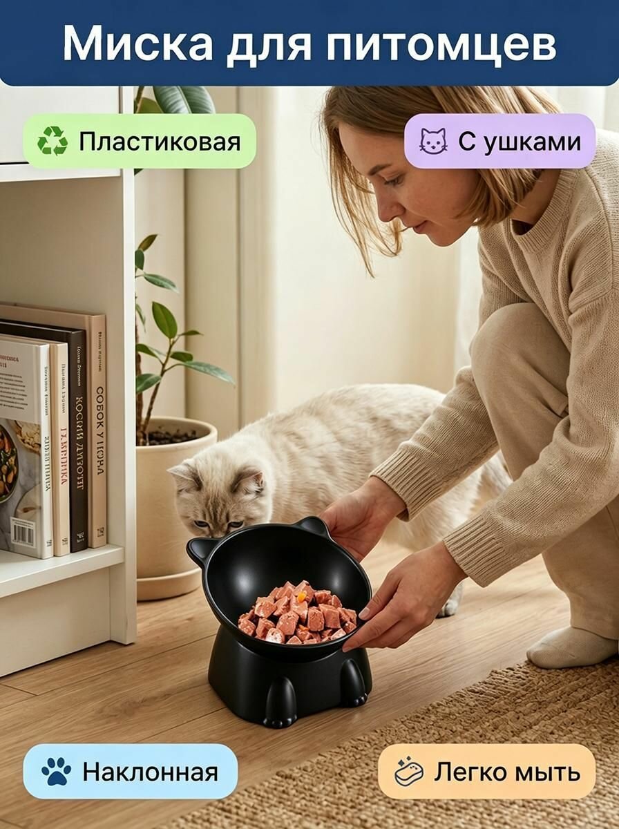 Керамическая миска для кошки с правильным наклоном