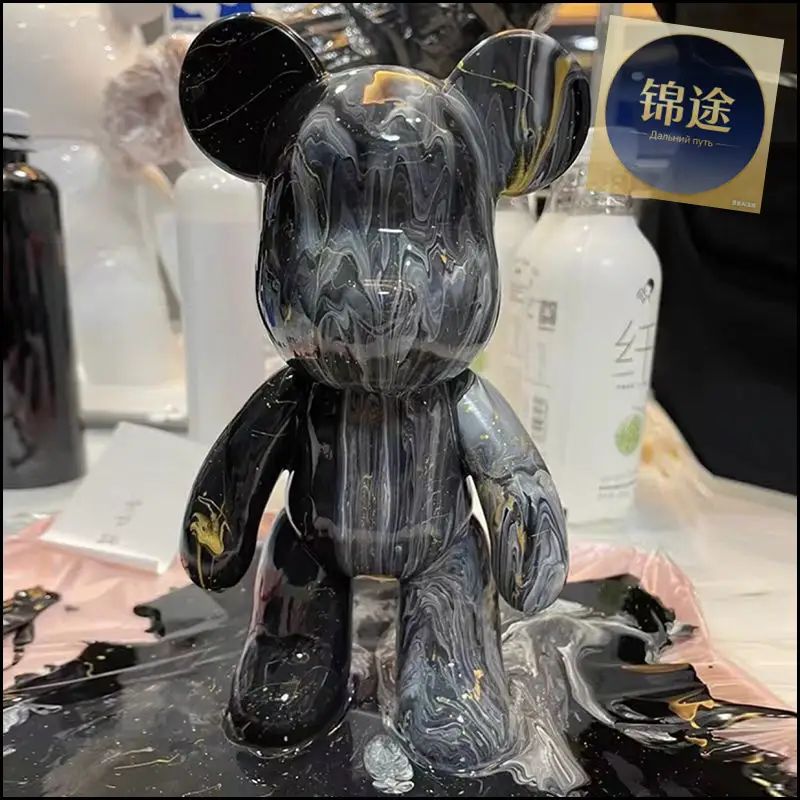 Набор для творчества мишка с красками Bearbrick fluid art 23 см(Белый, желтый, черный)