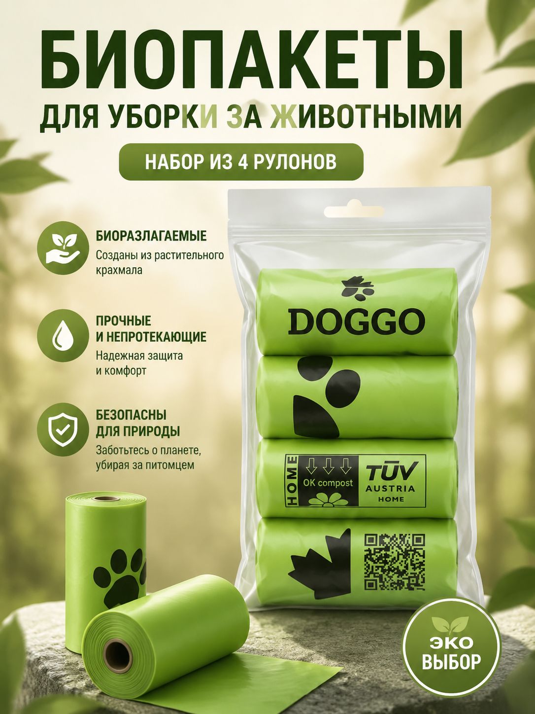 Пакеты для выгула собак биоразлагаемые маленькие