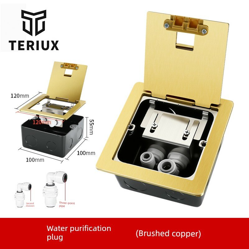 TERIUX Тонкая Невидимая Напольная Розетка для Фильтра Воды, Коннектор Трубы 2/3, Золотая Медь