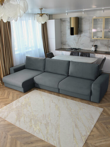 Изображение товара Диван-кровать Лофт серый, левый угол, Независимый Пружинный Блок, механизм выкатная Еврокнижка, 350х155х65 см