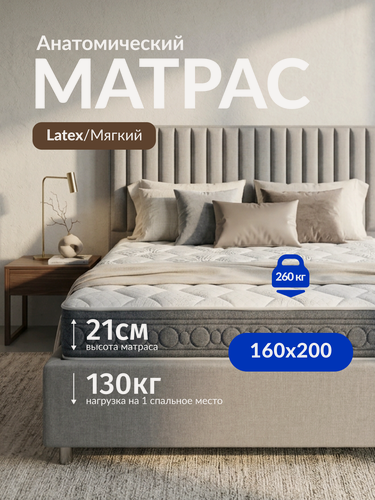 Изображение товара Матрас Strong Original Latex 160x200, независимый пружинный блок, двуспальный, двусторонний, мягкий, анатомический