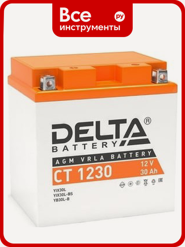 Изображение товара Аккумуляторная батарея Delta CT 1230, 12 В, обратная полярность, AGM, для легковых и грузовых автомобилей