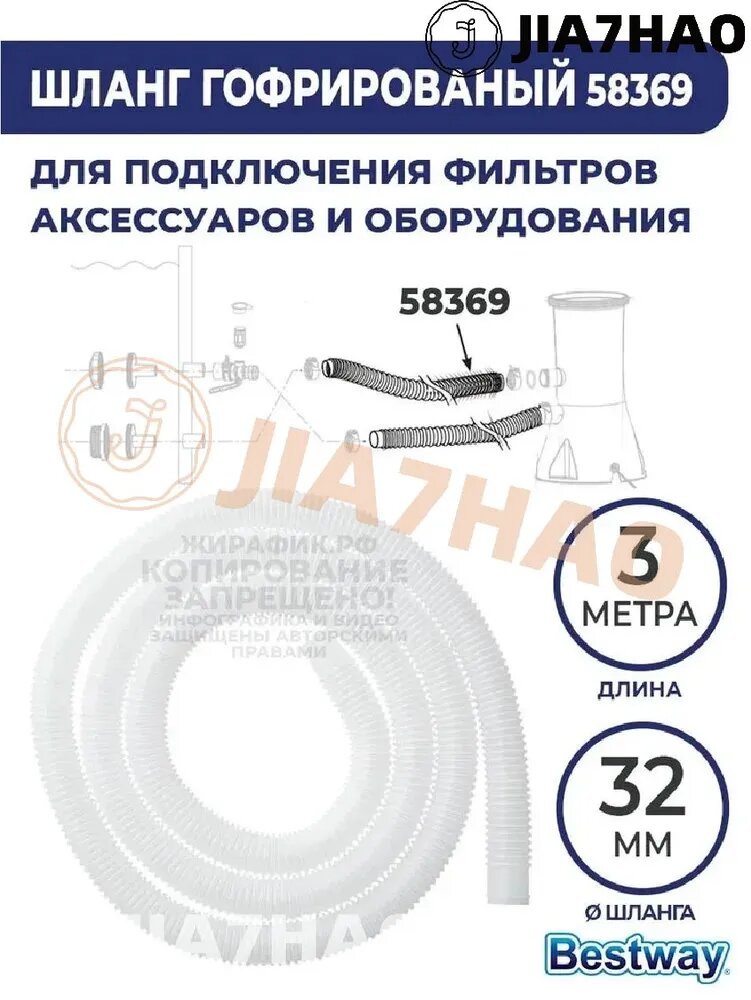 Набор для ухода за бассейном; длина 3 метра, диаметр 32 мм; поставляется с 2 пряжками, подходит для бассейна, дренажа, перекачки и т. д.
