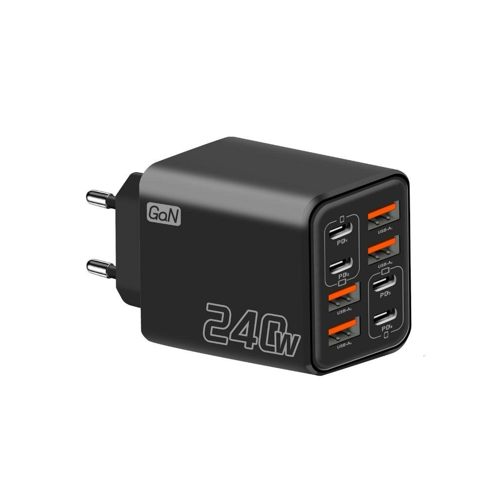 Зарядное устройство 240W на 8 портов, Черный