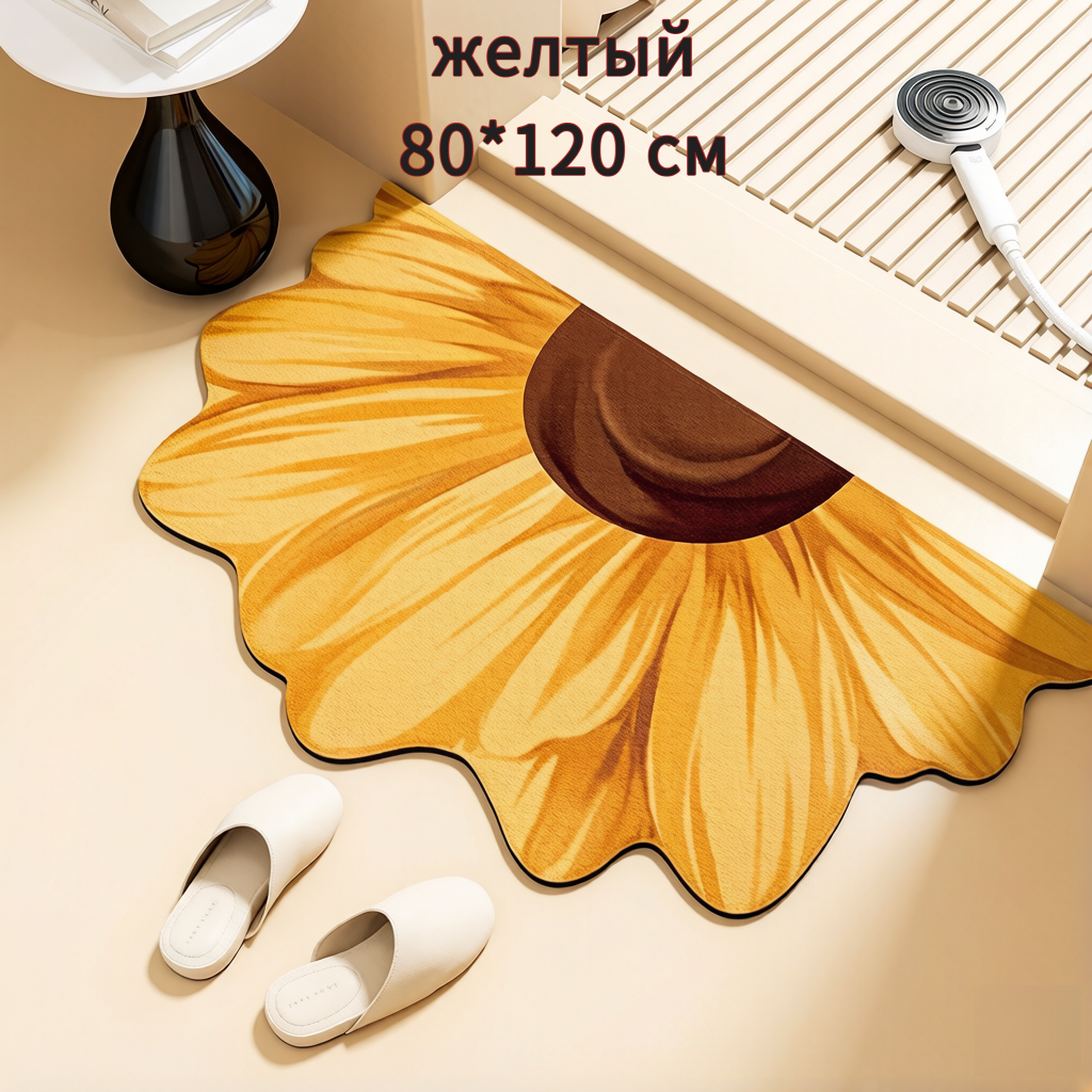 Зелёный коврик из диатомита — Размер 60×90 см. Впитывает воду, быстросохнущий, противоскользящий. Для ванной и туалета