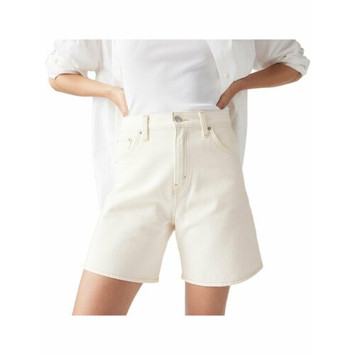 фото Шорты levi's women high-rise baggy shorts, размер 26 jean, белый