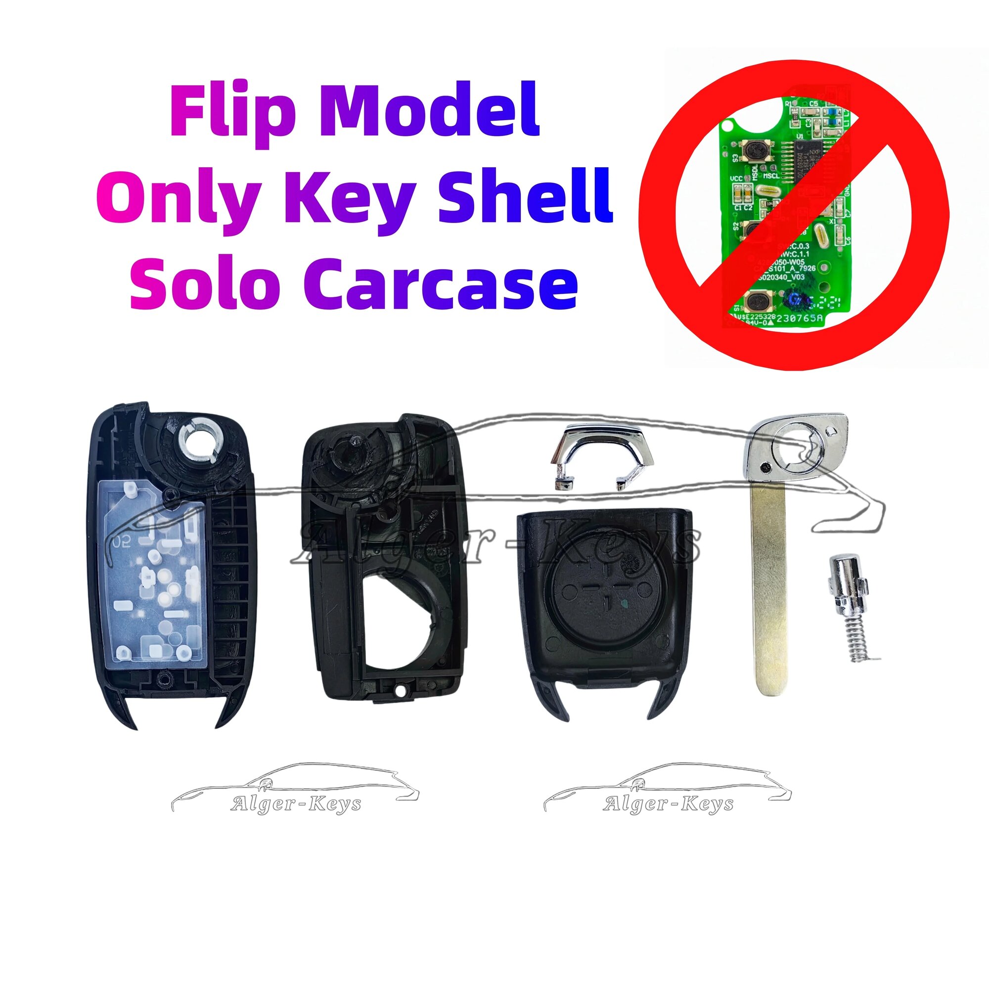 Оригинальный выкидной ключ-пульт Alger-keys для CS35 PLUS, 433 МГц FSK, 3 кнопки, Solo Flip Key Case