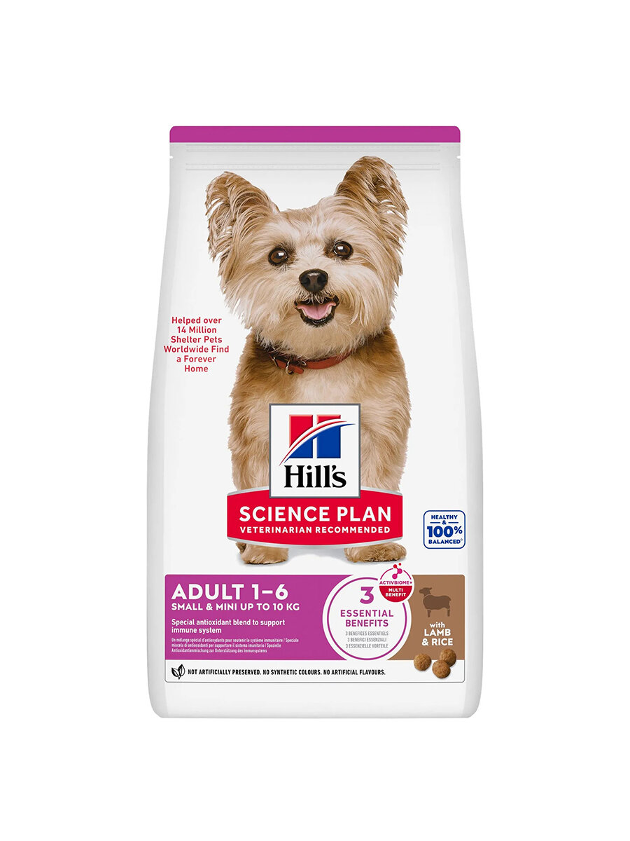 Сухой корм Hill's Science Plan Small & Mini Adult для взрослых собак мелких пород, ягненок и рис, 1,5 кг