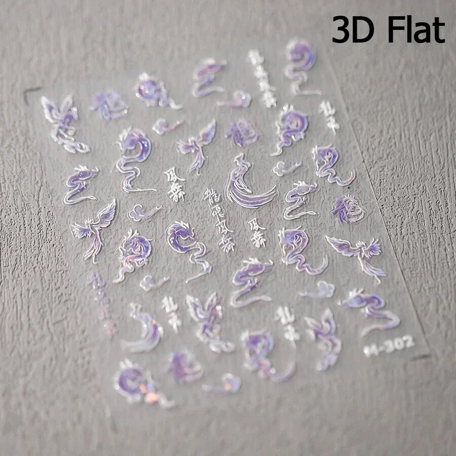 Наклейки для ногтей 3D Flat, Цвет: M302, Китайская мифология