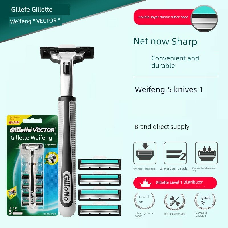 Gillette Бритвенные лезвия 5 шт. с рукояткой для мужчин - Оригинальная система безопасной бритья, Превосходный