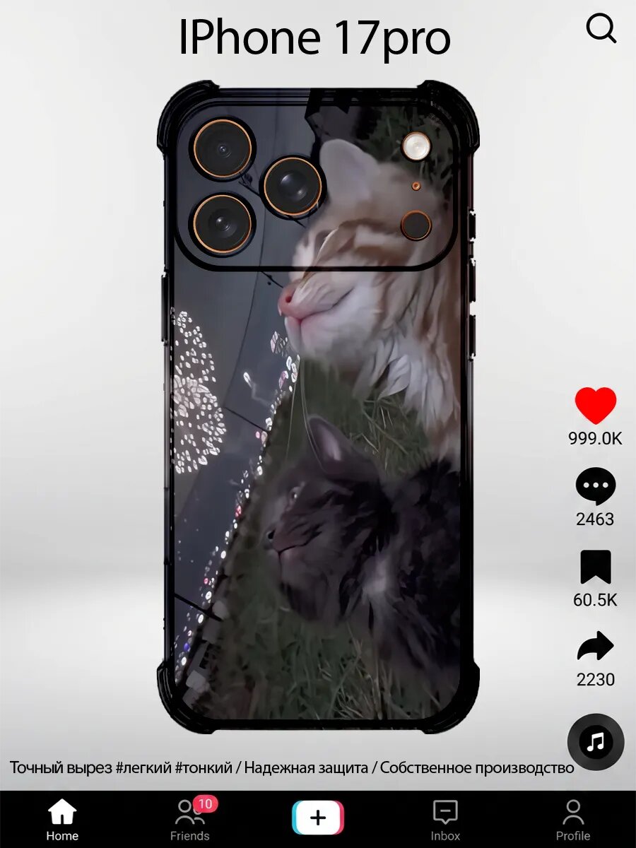 Чехол на iPhone 17 Pro коты и фейерверк