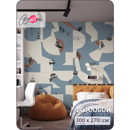 фото Фотообои на стену флизелиновые 3d для подростка лыжи абстракция 300х270 см bartonwall k344_c barton wallpapers